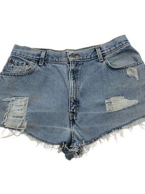 Levi's 550 Distressed High Waist Women's Vintage Cutoff Upcycled Shorts Size 14